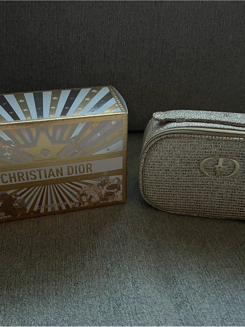 Dior Gold Crystal-Embellished Cosmetic Pouch Holiday Set Limited Edition